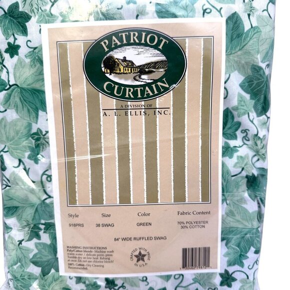 Vintage Curtain 84" Swag Ivy Print Cotton blend Window Valance New old stock - Picture 2 of 11